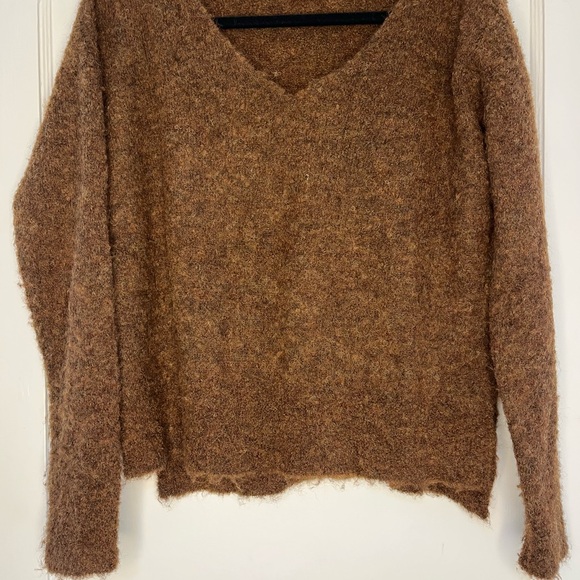 Peruvian Connection WOOL Brown V-Neck Sweater - Picture 2 of 4